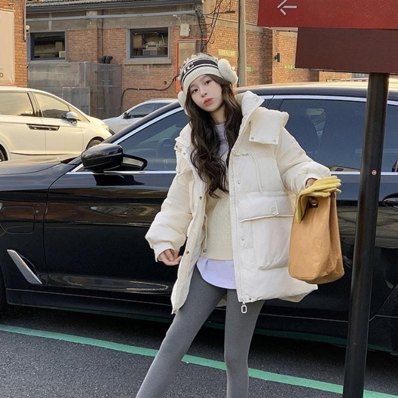 

Пуховик с хлопковой подкладкой Женский Новый Зимний Толстый Короткий Модный Хлопковый с Капюшоном Теплый Свободный Пальто-буханка. S