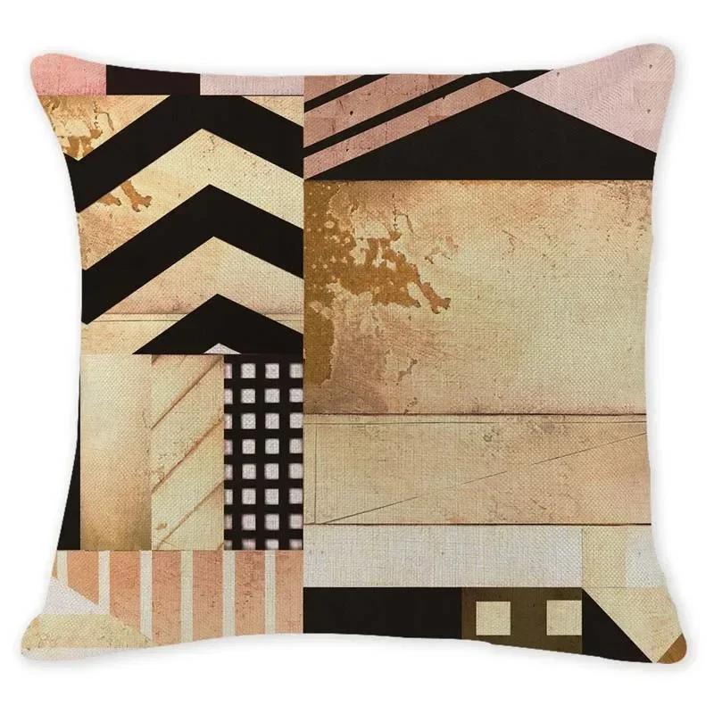Retro Ethnic Geometry Decorative Cushion Cover Cotton Linen Textile Printed Throw Pillowcase for Car Sofa Bed Home Decor 45X45CM