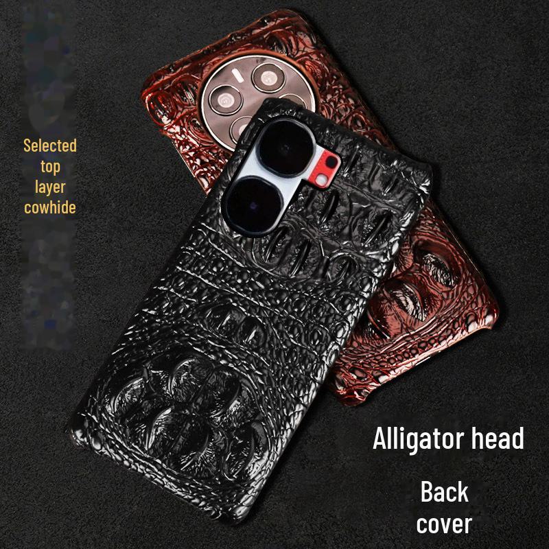 Genuine Leather Crocodile Skull Half Package Case for iQOO Neo8/Neo8Pro