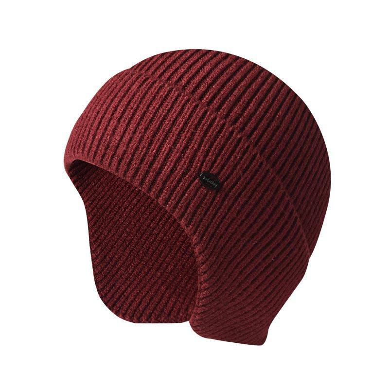 Autumn and Winter Knitted Hats Men and Women Solid Color Thermal Ear Caps Outdoor Riding Wool Caps Ski Pullovers
