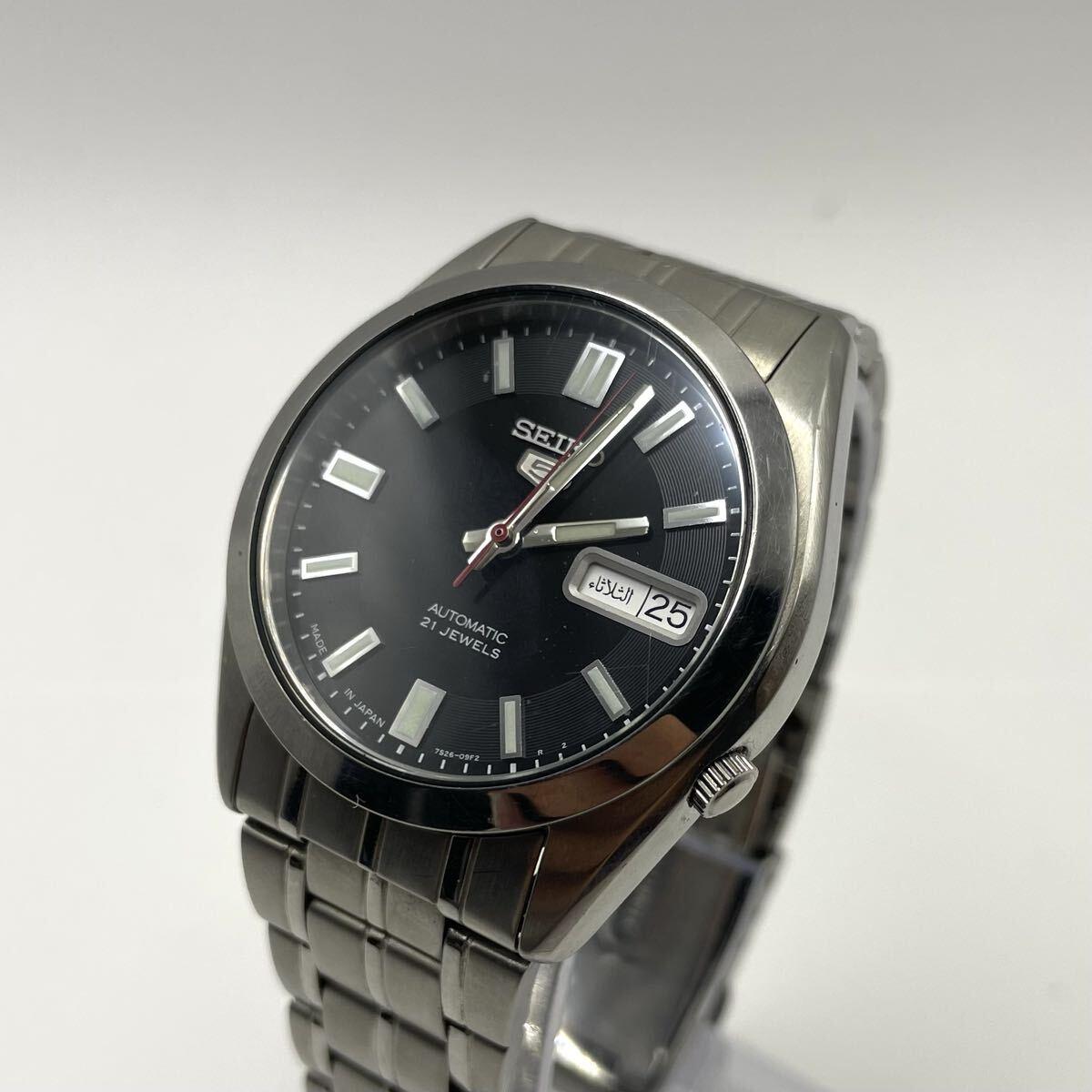[Final price reduction] Rare SEIKO 5 Men s Watch Back Skelton Day Date Arabic dial Seiko Five Automatic Winding Arabic x English
