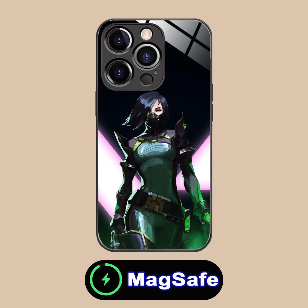 Valorant Viper Mobile Phone Case for iPhone 16 15 14 13 12 11 Pro Max Plus Mini MagSafe Glass Colour Protective Luxury Cover