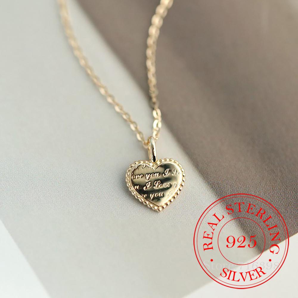 

S925 Sterling Silver Classic Love Heart Choker Necklace Pendant for Women 14K Gold Plated Necklaces Wedding Party Jewelry Gift золотий
