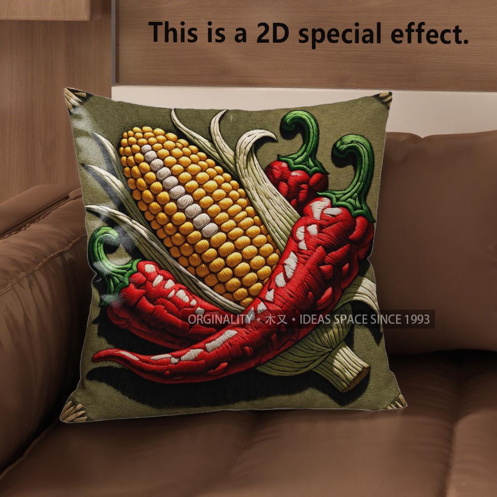 2D Southwest Chili Taco Corn Print Throw Pillow Covers Pattern Cushion Cover Suitable For Sofa Bedroom Car Pillow Cover