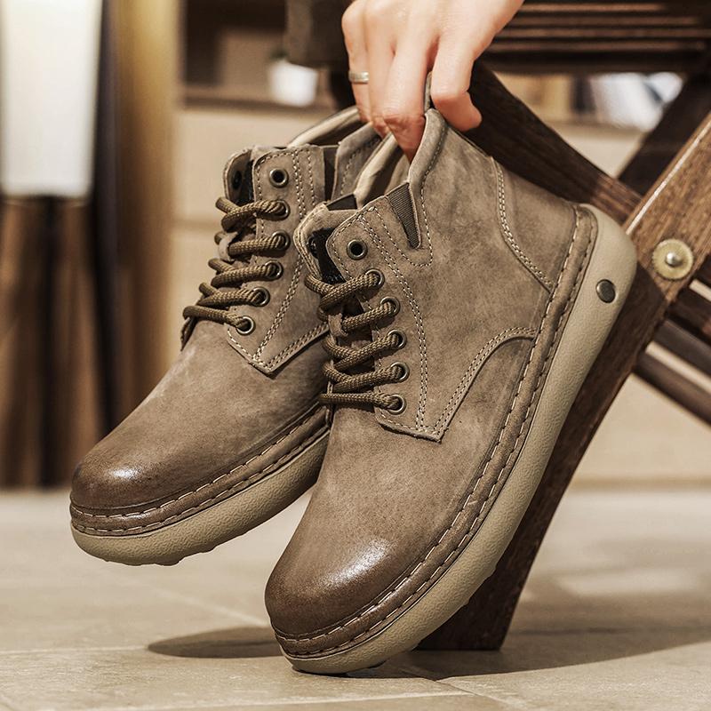 Men Boots Winter High Top Leather Shoes Fashion Shoes Fashion Ankle Boots Business Casual Outdoor Shoes Male Sneakers New