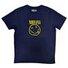 Nirvana T Shirt Yellow Smile Band Logo New Official Unisex Navy Blue