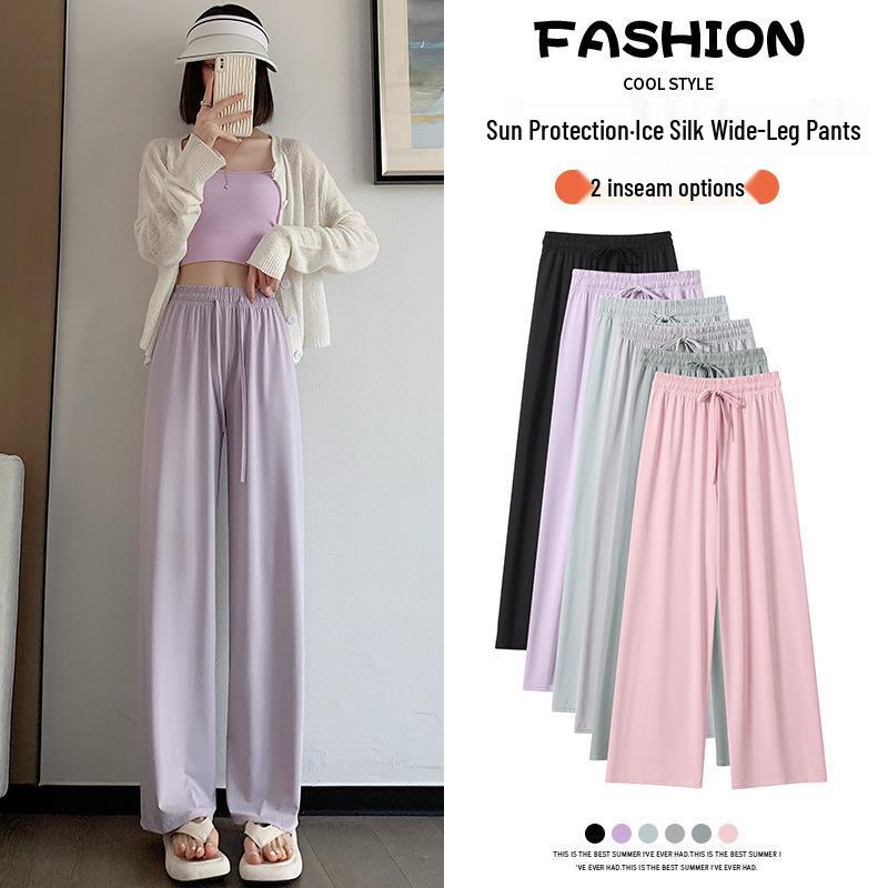 Women's Summer Ice Silk Sun Protection Quick-Dry Pants - Slim or Wide Leg Options