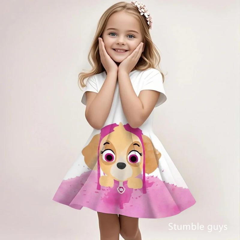 Paw Patrol Short Sleeve Dress For Girls Summer Casual Loose Beach