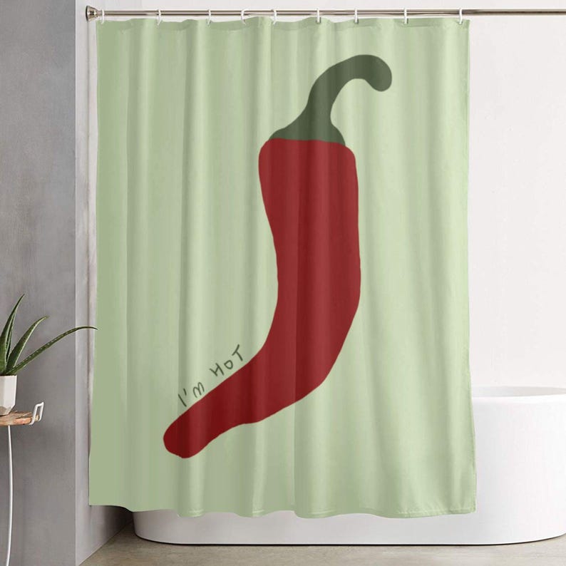 I'M Hot" Chilli Art Print Funny Shower Curtain - Cute Bath Decor & Christmas Gift Idea