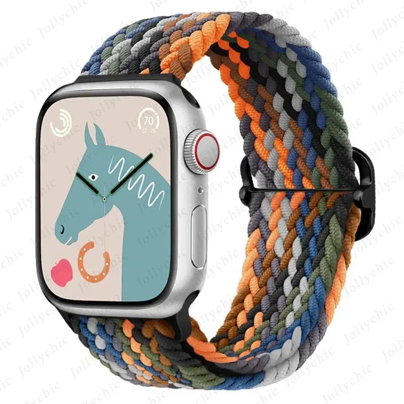 Braided Loop Strap For Apple Watch Band 42/46mm 45/41mm 38/40mm 44mm 49mm Nylon Solo Bracelet iWatch series 10 9 se 8 7 6 Ultra2