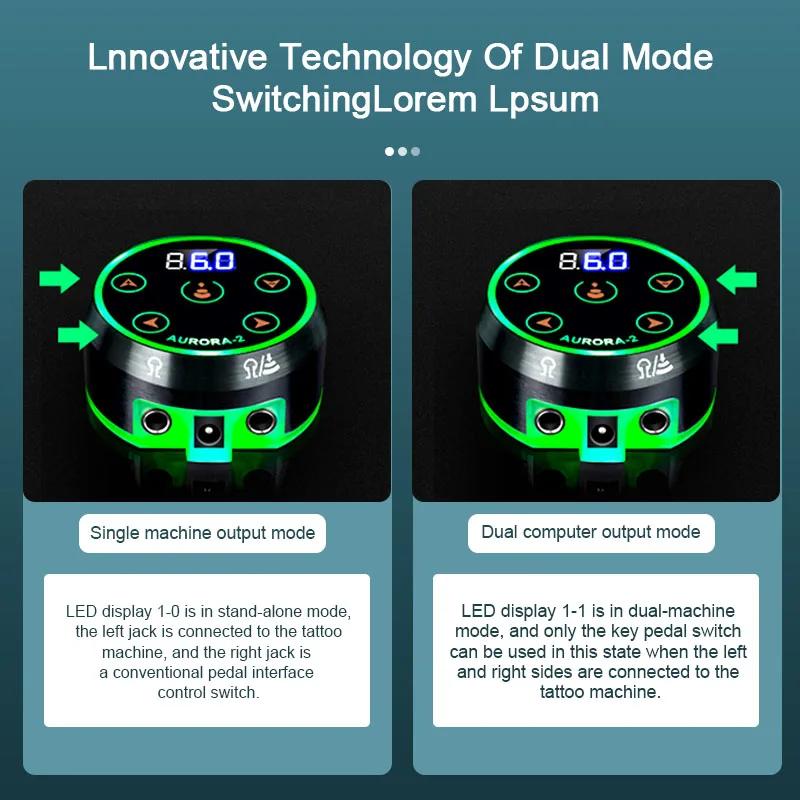 DM Aurora 2 Tattoo Power Supply Upgrade Digital LCD Power Supply Double Digital LCD Screen For Coil & Rotary Tattoo Gun Machine