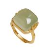 PANJBJ Anello Geometrico in Argento Sterling 925 con Giada di Hotan per Donna Ragazza Regolabile Gioielli Delicati Retrò Regalo di Compleanno Dropshipping
