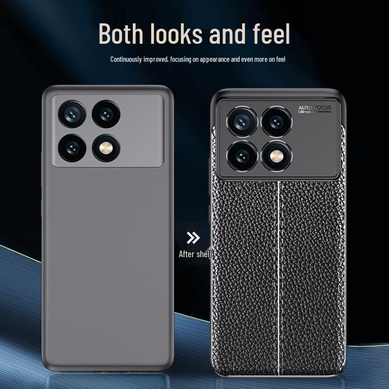 Redmi Note 15 Pro/K80 Pro Leather Texture Soft Case - Plain Leather Protective Cover