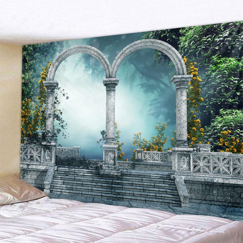 Tištěná tapisérie Evropská architektonická krajina nástěnné zavěšení hippie bohémský obývací pokoj ložnice dekorace na stěnu
