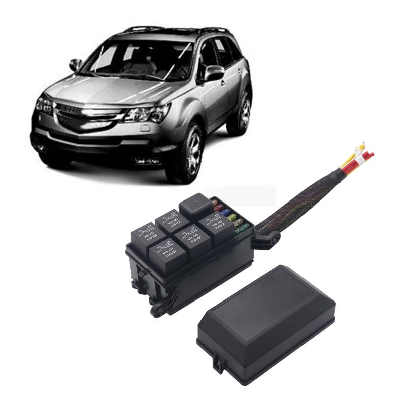 6 Way Blade Fuses Holder Box, Relays Box with Spades Terminals and Wiring Harness 4Pin 12V 40A Relays for Car Truck