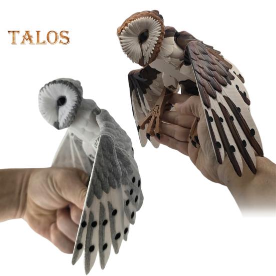 3D-gedrucktes Eulenornament, bewegliche Schleiereulenfigur, Schreibtisch-Eule, stressabbauendes Spielzeug mit flexiblen Flügeln und Körper, Geschenk für Vogelliebhaber