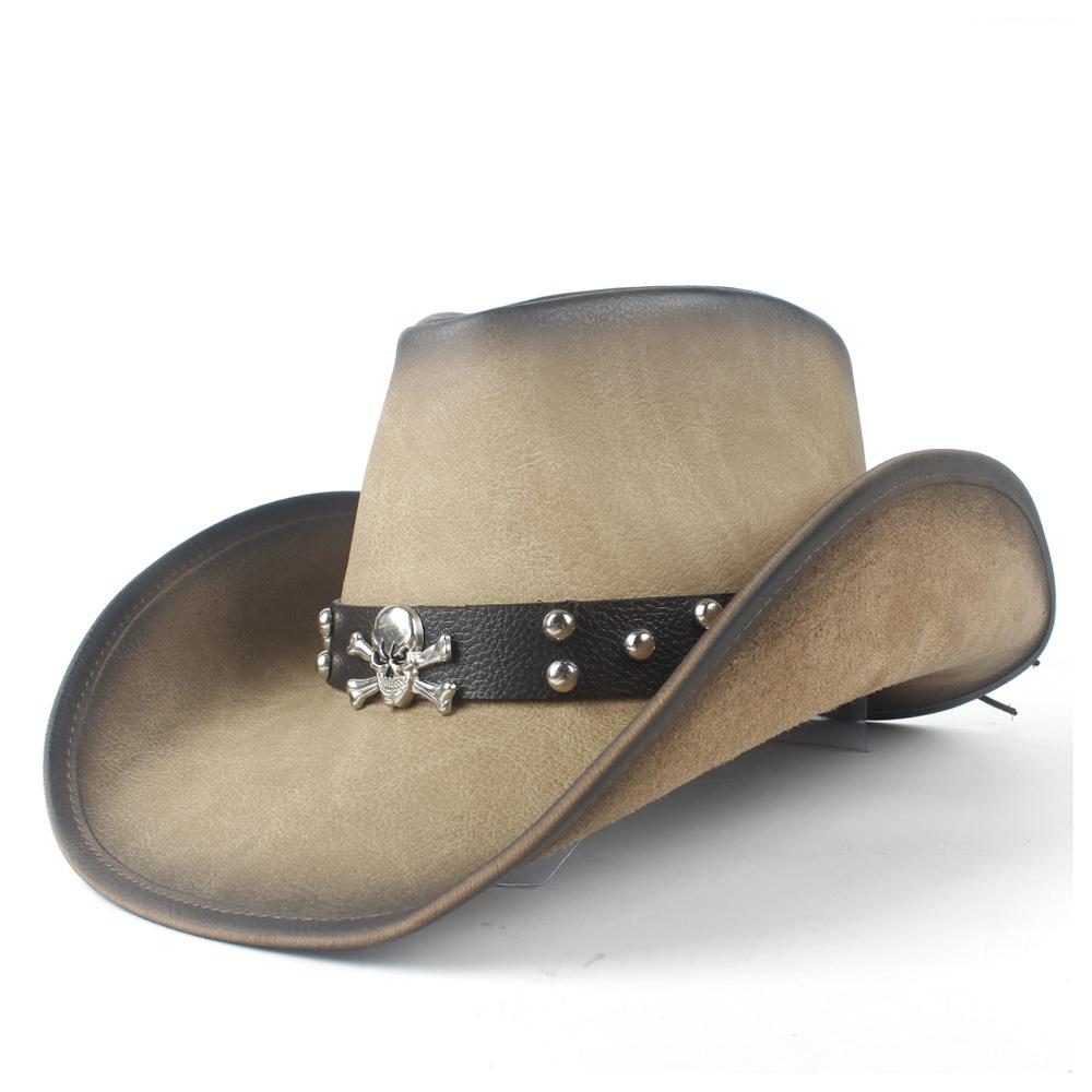 Pălărie de cowboy occidentală 100% din piele pentru bărbați, pentru gentleman, tată, Jazz, Sombrero Hombre, mărimea 58-59CM, stil 36