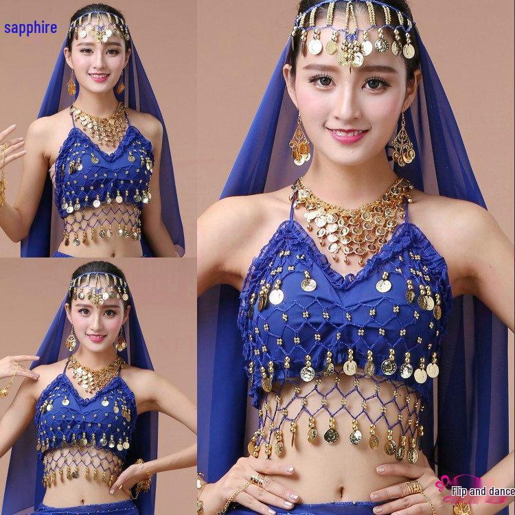 Belly Dance Performance Jewelry Set: Headdress, Veil, Necklace, Earrings, Head Chain, Ring, Bracelet