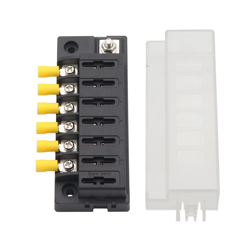 6-Way Compact Fuse Box with Single Input and 6 Outputs