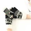 2025 Christmas Thick Reindeer Jacquard Knitted Full Finger Gloves for Women Touchscreen Washable Warm Gloves Soft Skin Friendly