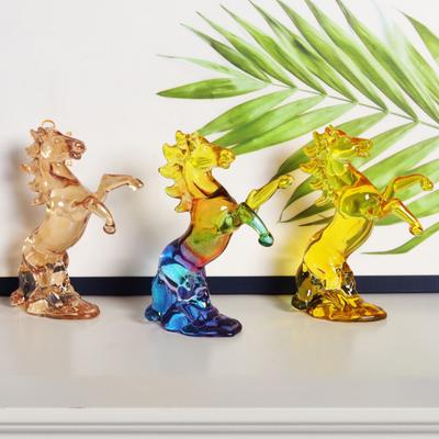 Fake Crystal Horse Figurine Artistic Simulation Pony Statue Miniature Zodiac Animal Sculpture Home Office Desktop Feng Shui Decoration Ornament