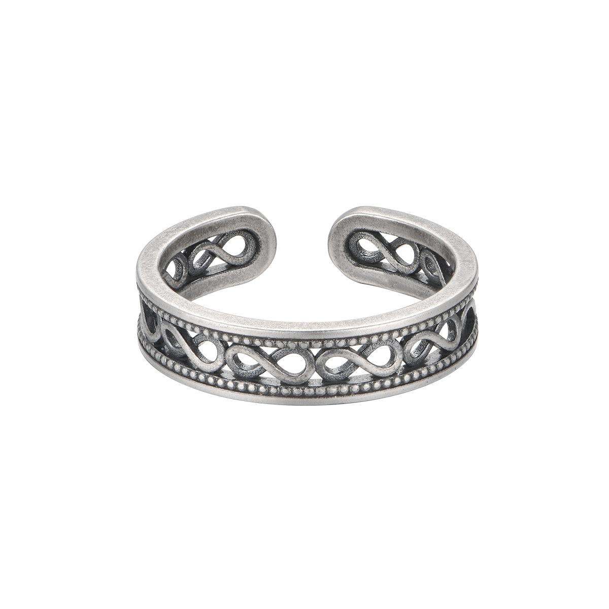 

Buyee 925 Silver Female Ring Elegant Carved Patterns Open Ring Finger for Women Fashion Party Fine Jewelry Circle resizable