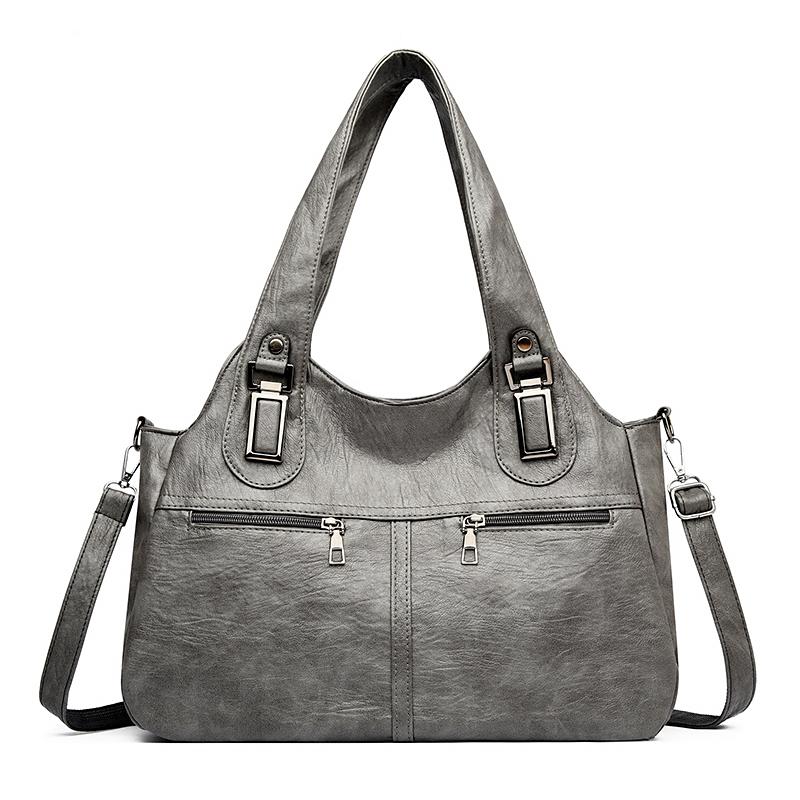 Women's Bag Lightweight Stitching Soft Leather Tote Bag Large Capacity Mother Bag