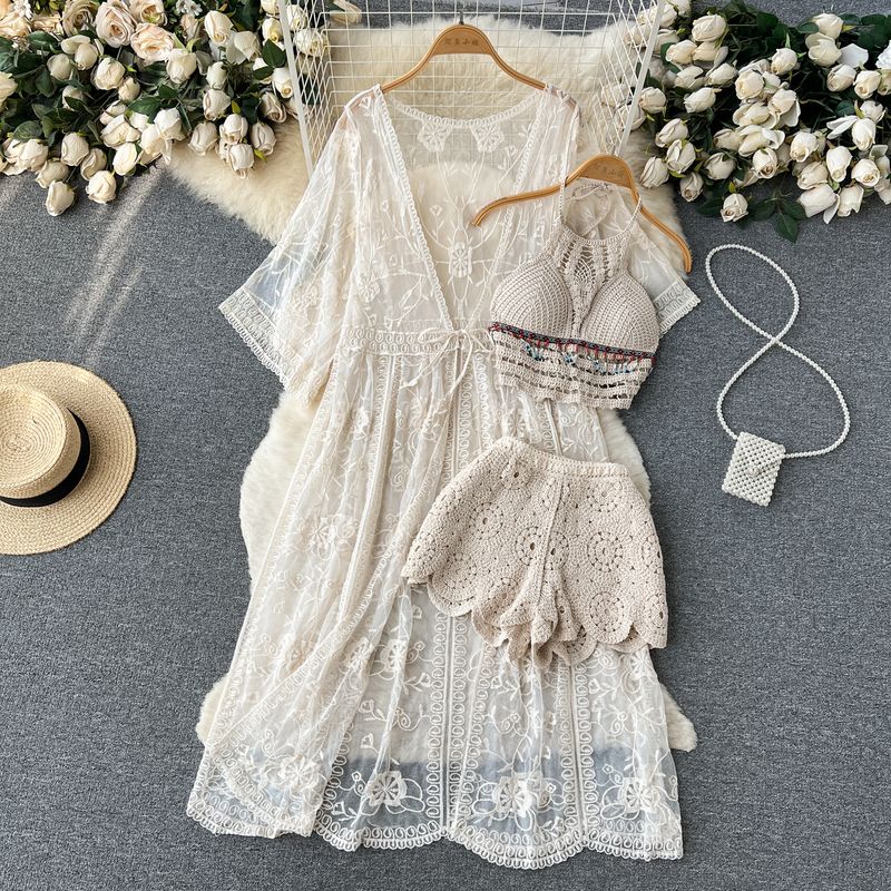 

Длинная шаль в этническом стиле, сетка с нагрудными подушечками, халтер Apricot color One size