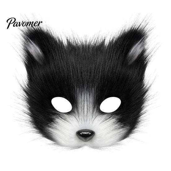 Soft Plush Fox Mask Cosplay Mask, Fluffy Tail, Costumes Props, Fuzzy Two Dimensional Photography Gear for Costume Party Anime Convention And Role Play
