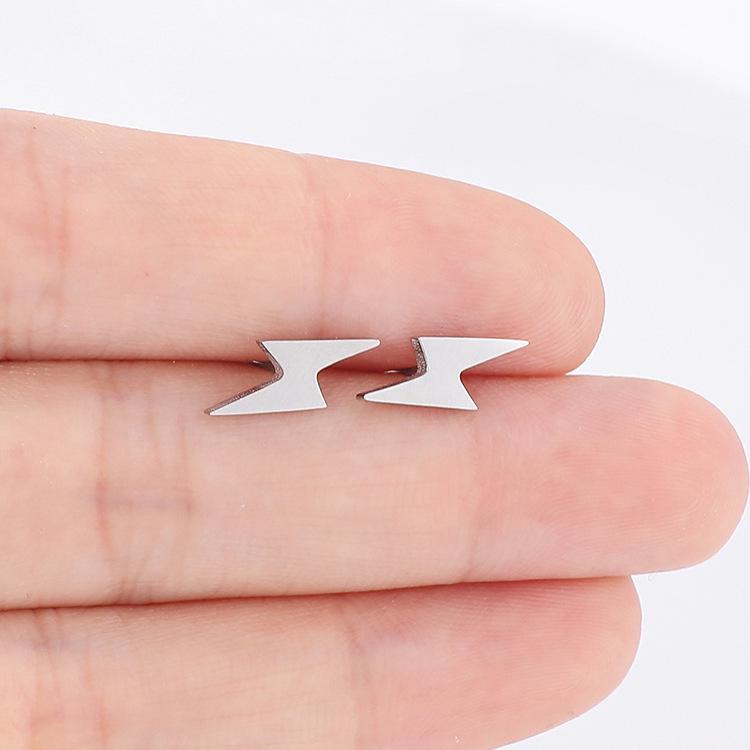 

Серьги-пусеты из нержавеющей стали унисекс в форме молнии серебряный