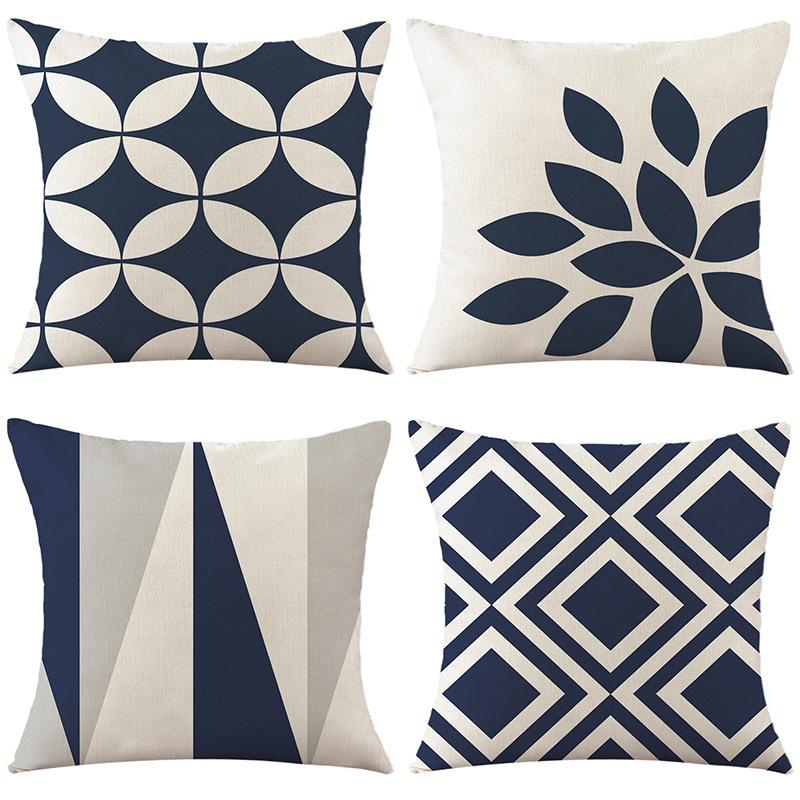 Pillow Nordic Geometric Linen Pillow Case Office Sofa Cushion Bedside Backrest Pillow Home