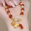 Temperament Natural Peanut Bracelet Horse Imitation Jade Lucky Bracelet Elastic Rope Hand Chain Jewelry Accessories