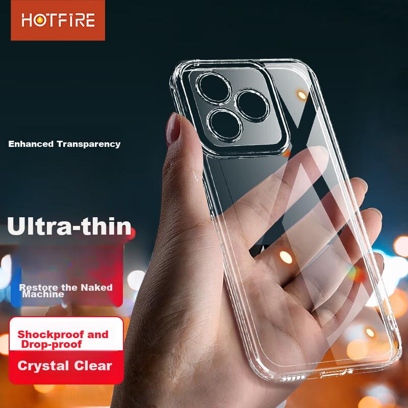 HotFire Phone Case for Honor X50i+, Honor X50i+ Protective Cover, Shockproof Silicone Upgraded Lens, Personalized Full Coverage Frame - Transparent