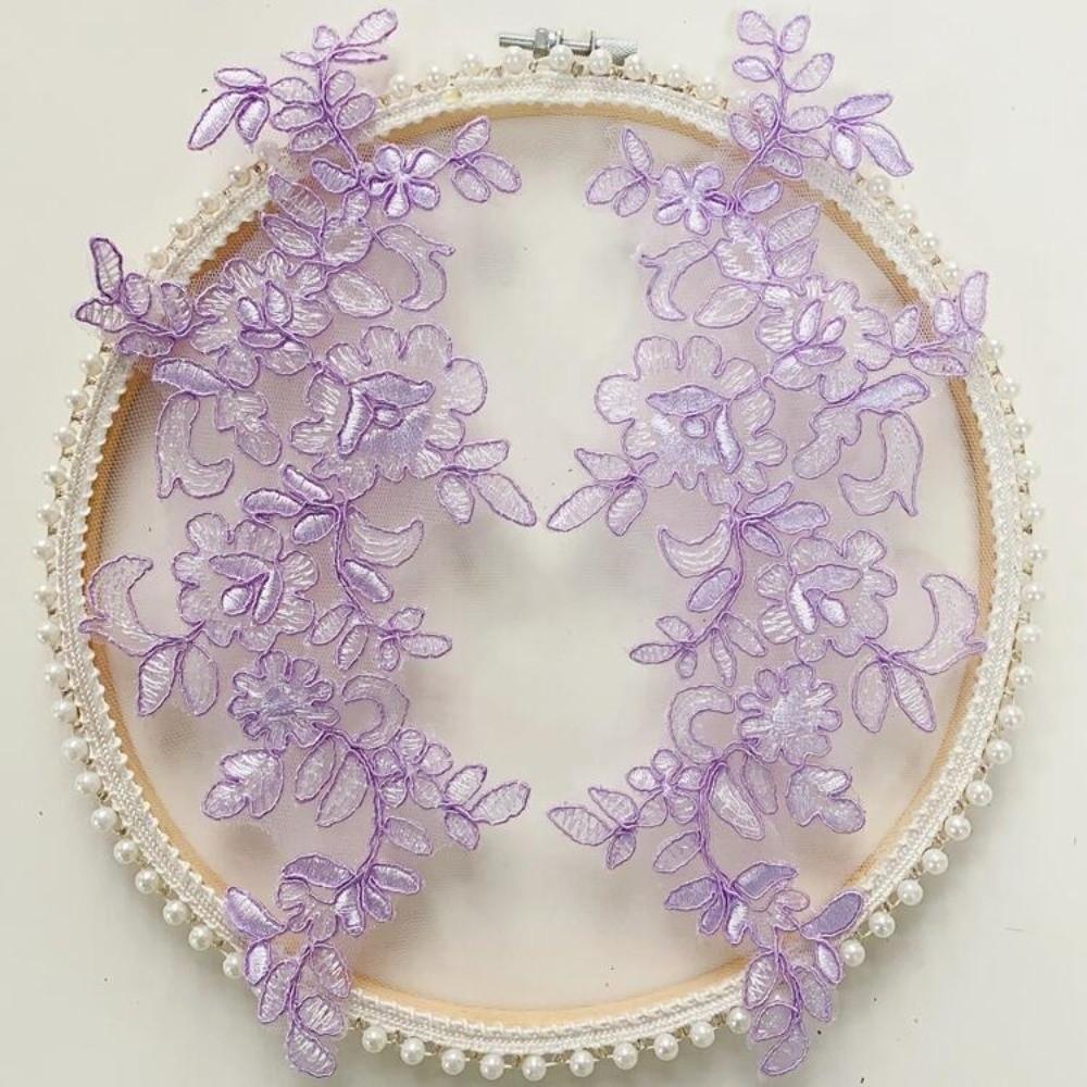 1Pair Polyester Fiber Embroidery Flower Patches DIY Handmade Floral Patches Floral Applique Lace Patch Clothing Accessories