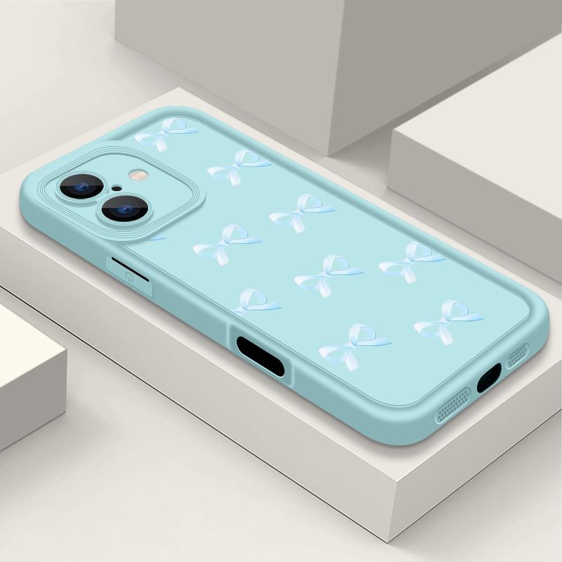 Cover per telefono in TPU opaco con motivo a fiocco per iPhone 16 Pro Max 15 Pro 14 Plus 13 12 11 XS XR 8 7 Protezione obiettivo Antiurto Morbida custodia bumper in silicone