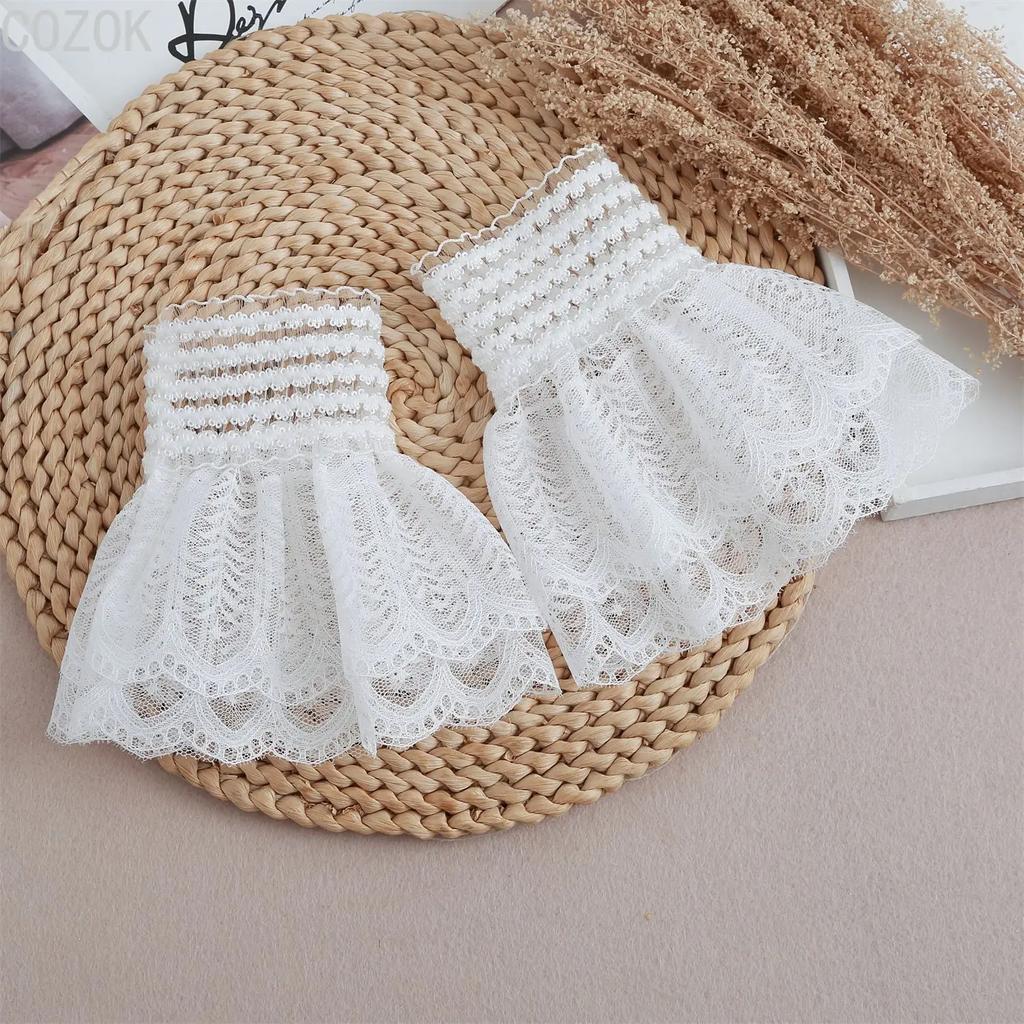 Cross-border Pleated Mesh Lace Sleeves Women's Decorative Cuffs Replacement Fake Sleeves