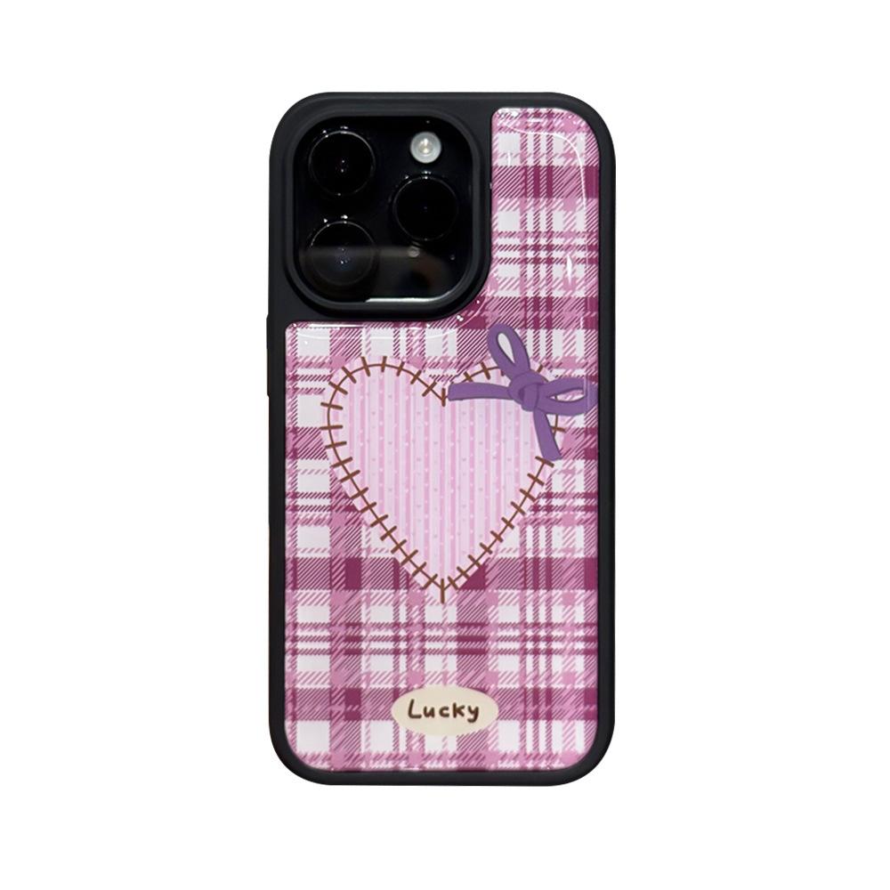 Applicable to iPhone17Promax mobile phone case plaid love Apple 16/15 water condensation case anti-drop 14 protective case