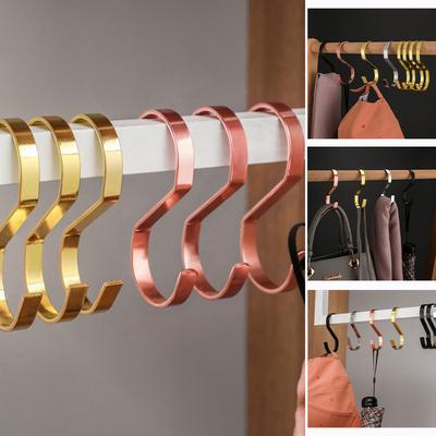 10-40pcs Stainless Steel Flat S Hooks,Multi-function Kitchen Bedroom Railing S-Shape Hook,Gold Hanging Clothes Hanger for Hats