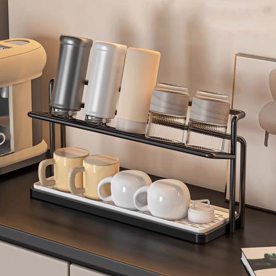 Carbon Steel Drain Cup Holder Upside-Down Design Stable Base Quick Drying Cup Rack Tea Cup Organizer