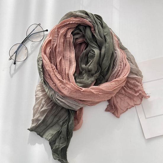 Sciarpa Scialle Unisex Colore Sfumato Versatile Stropicciata Sciarpa Lunga Autunno Inverno Antivento Resistente al Freddo Scialle Avvolgente