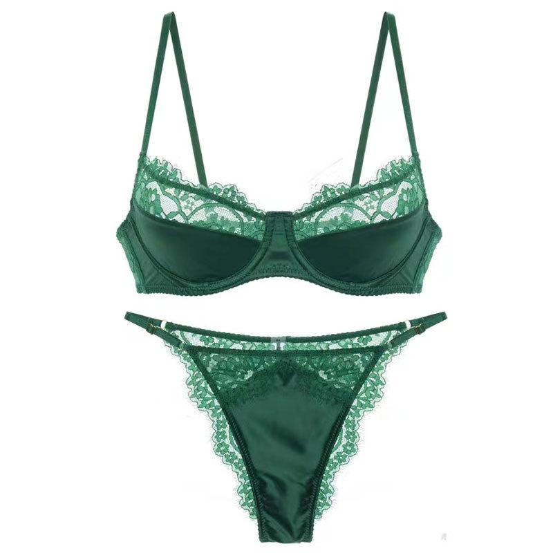 Sexy Lingerie: Women’s Eyelash Lace, Lightweight Summer Bra for a Smaller-Looking Bust, French-Style, Pushing-Up and Anti-Sagging