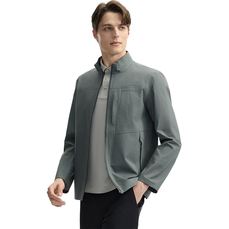 FILA Blue Series Casual Simple Versatile Stand Collar Long Sleeve Jacket Men Jacket Seasonal-Gray F11M522705F-DY