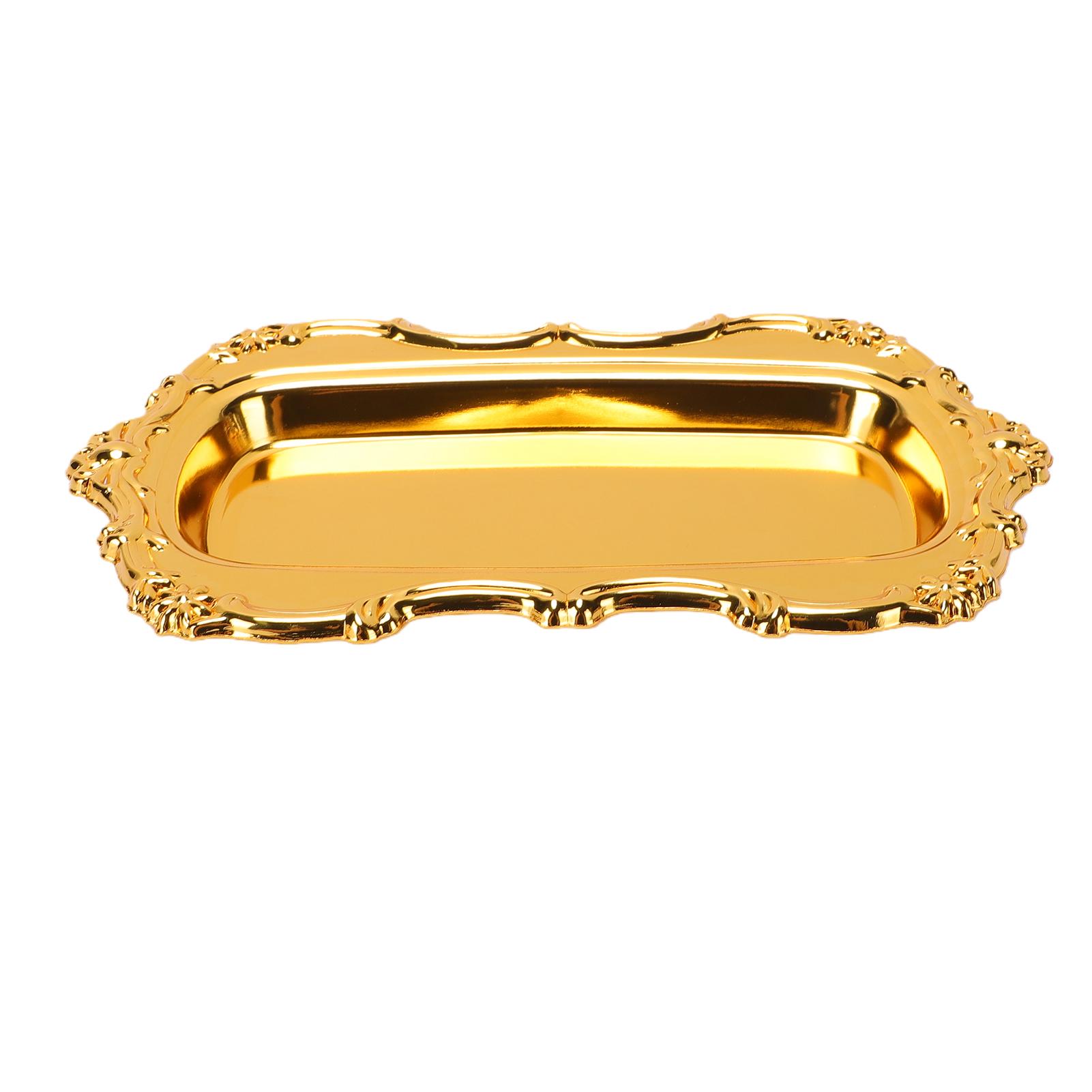Fishine Silver Vintage Jewelry Tray Multifunctional Exquisite Metal Decorative Tray For Dessert Fruit Snacks