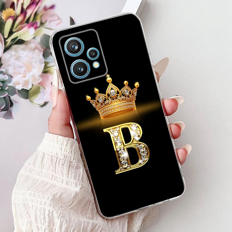 6.4" For Realme 9 Pro Plus Case RMX3392 Clear Fashion Luxury A-Z Letters Soft Bumper Cover For Realme 9 Pro+ Phone Case RMX3393