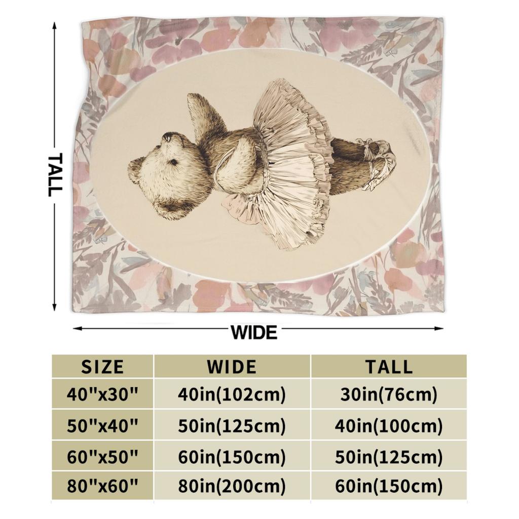 Soft Warm BlanketKids Adult Camping Border Painting Art Bear Throw Blanket  Flannel Bedspread For Bedroom Novelty Sofa Bed Cover