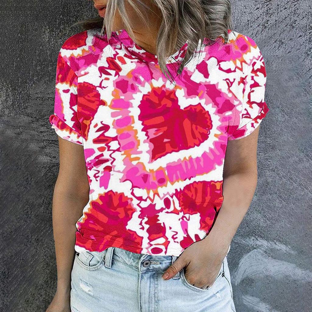 2023 Grenzüberschreitendes Sommer Herren Rundhals Kurzarm T-Shirt Liebe Damen 3D T-Shirt Digitaldruck Kurzarm Top