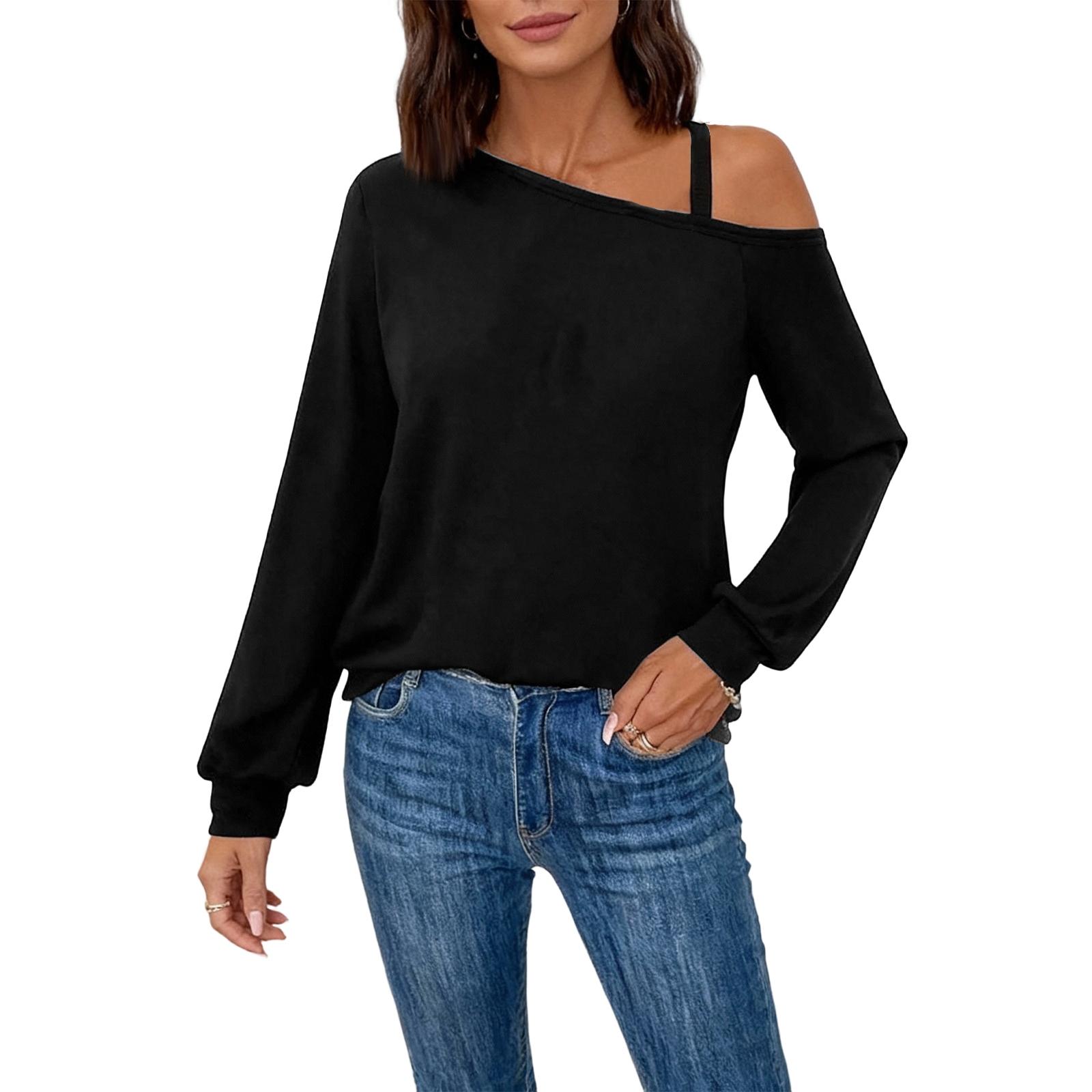 

Women s Fashionable Long Sleeve Elegant Commuting And Casual Top XXL чёрный