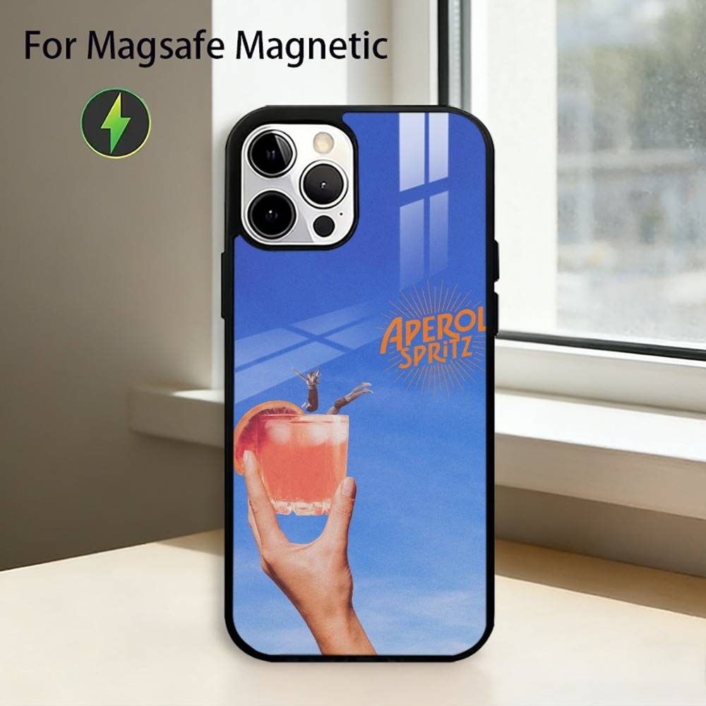 Aperol S-Spritz Phone Case For iPhone17,16,15,14,13,12,11 Plus,Pro Magnetic with Magsafe Wireless Charging