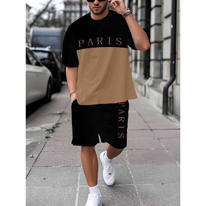 Men s Printed Breathable Short Sleeve Outdoor Casual Set S
