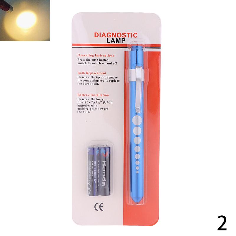 Portable Medical Led Penlight With Pupil Gauge Ruler With Battery Mini Flashlight White+Yellow Light For Doctor Nurse Diagnosis